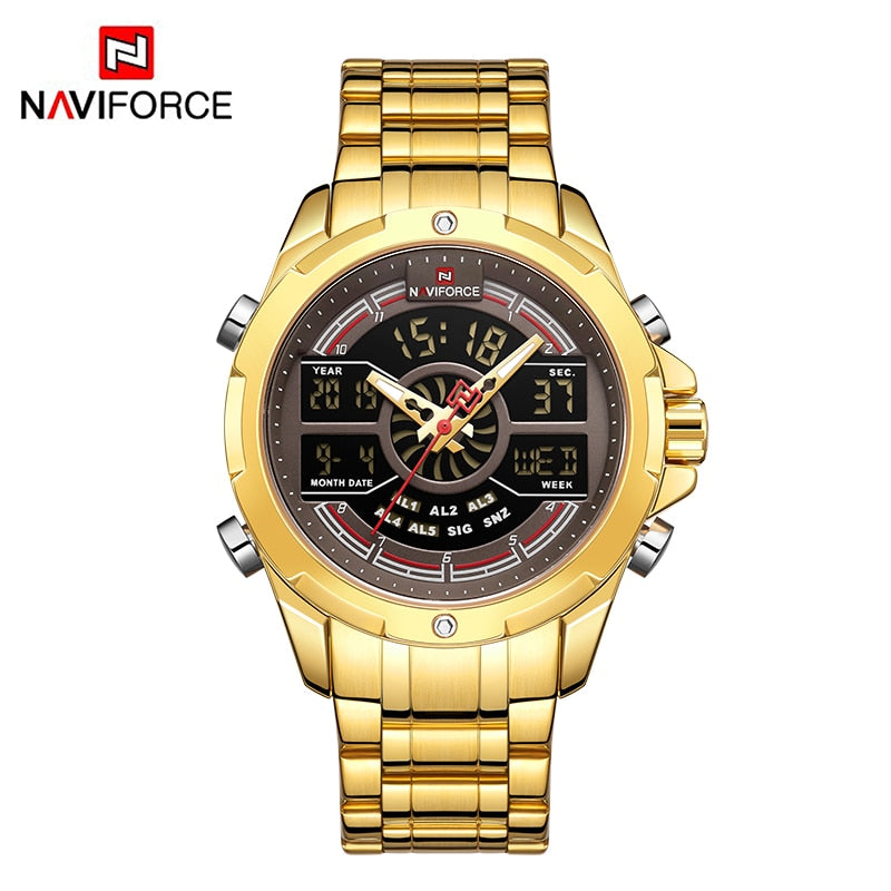 NAVIFORCE Digital Chronograph Sport Quartz Wrist Watch Stainless Steel Waterproof