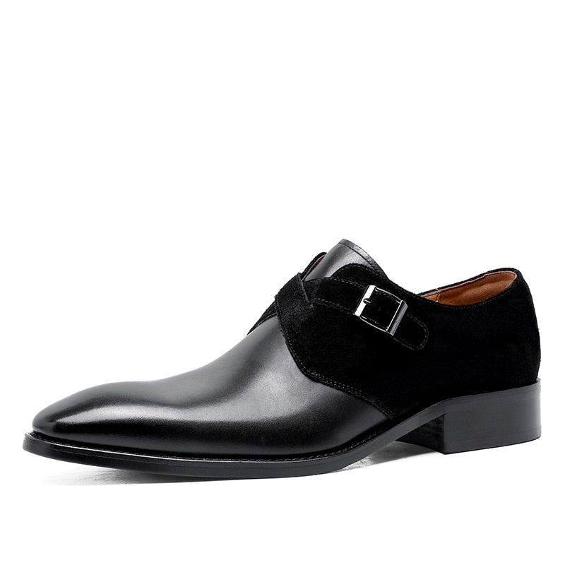 ParGrace  Leather Monk Designer shoes  Classic Style