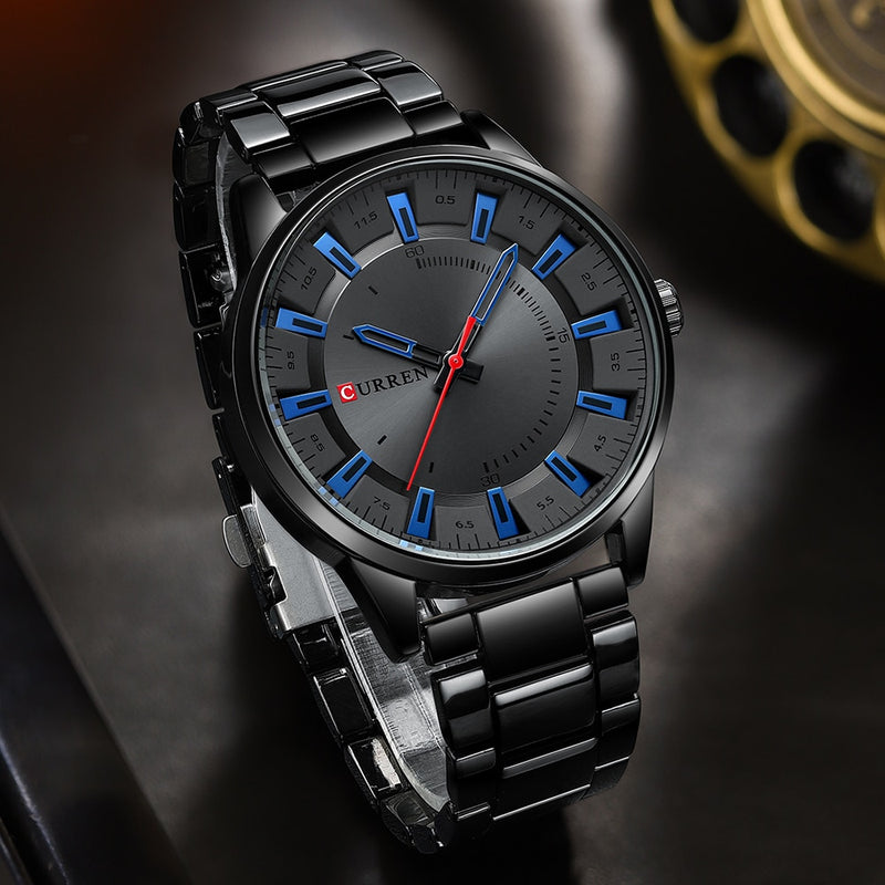 CURREN  Simple Style Men Watches Quartz Wristwatches Stainless Steel Band