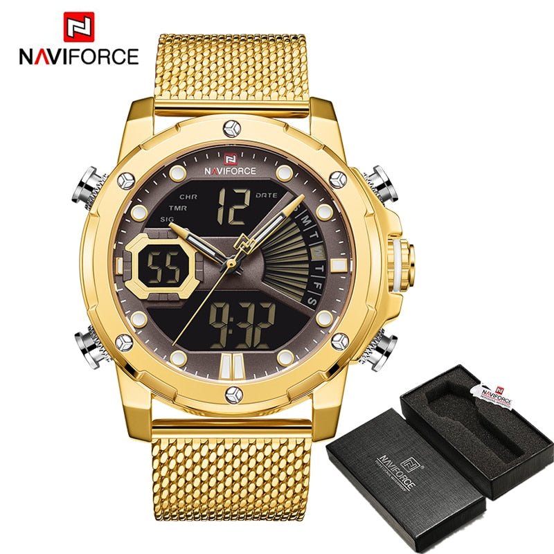 NAVIFORCE Original Luxury WatchesQuartz Dual Display Military Sports Wrist Waterproof