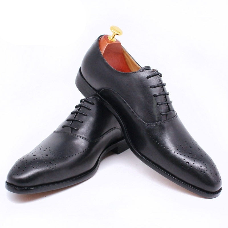 ParGrace Genuine Leather Oxford Shoes Buckle Lace-Up