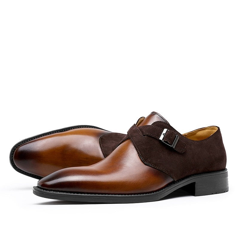 ParGrace  Leather Monk Designer shoes  Classic Style