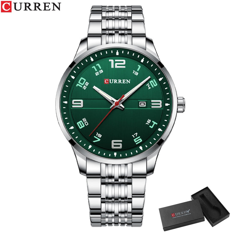 CURREN Auto Date Clock with Luminous  Watches Stainless Steel Quartz Wrsitwatches